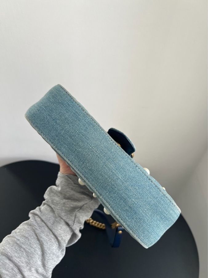 【威選精品】 ✨ Gucci Marmont 22 牛仔珍珠鏈條包 ✨-7