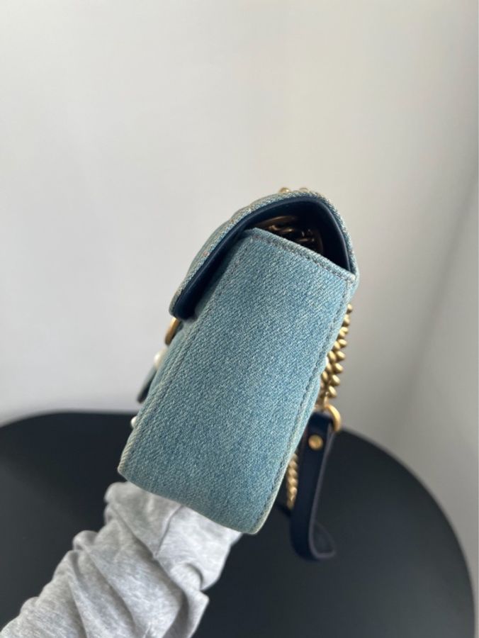 【威選精品】 ✨ Gucci Marmont 22 牛仔珍珠鏈條包 ✨-8