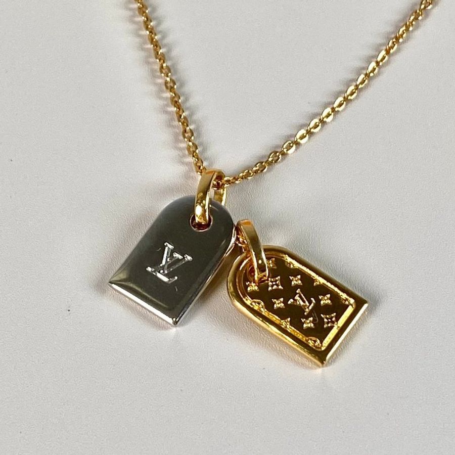 LV Nanogram 金 銀 雙色 金屬 迷你 行李吊牌 墜飾 可調節 項鍊 M63141 現貨-8