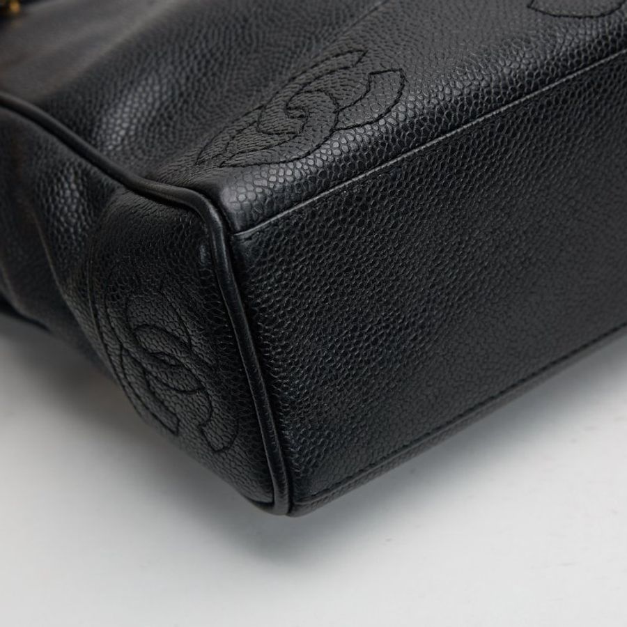二手Chanel 奶粉鍊條托特包/黑金牛-4