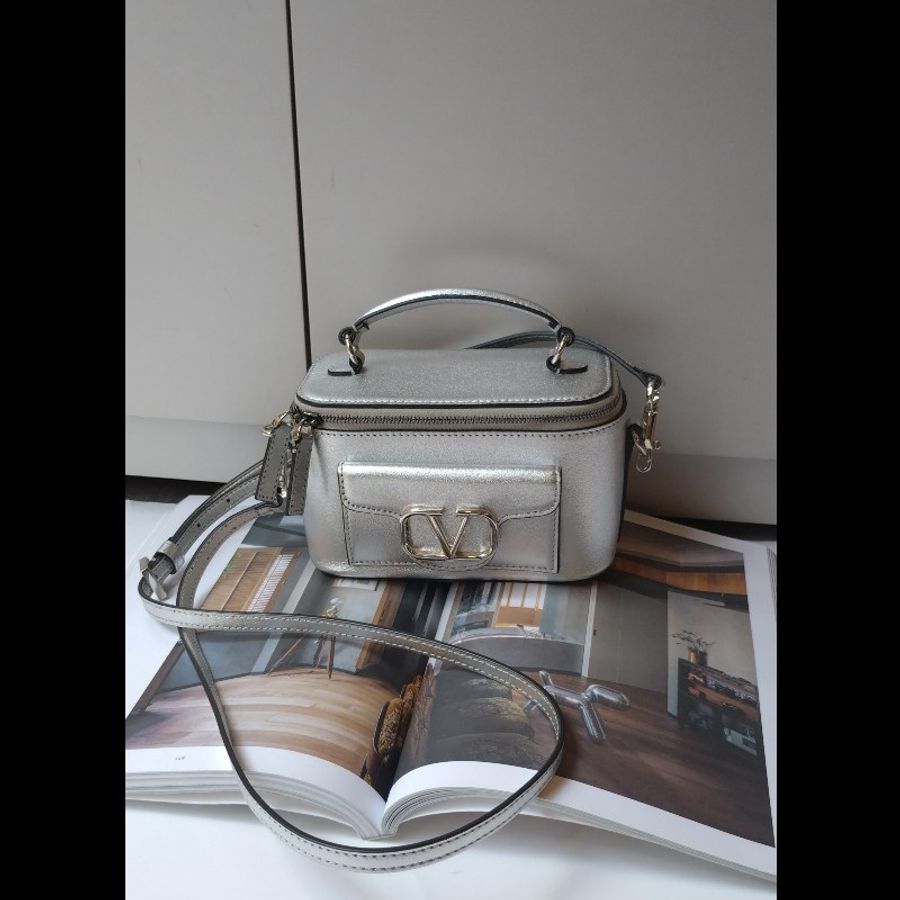 Valentino 銀皮兩用小方化妝包-0
