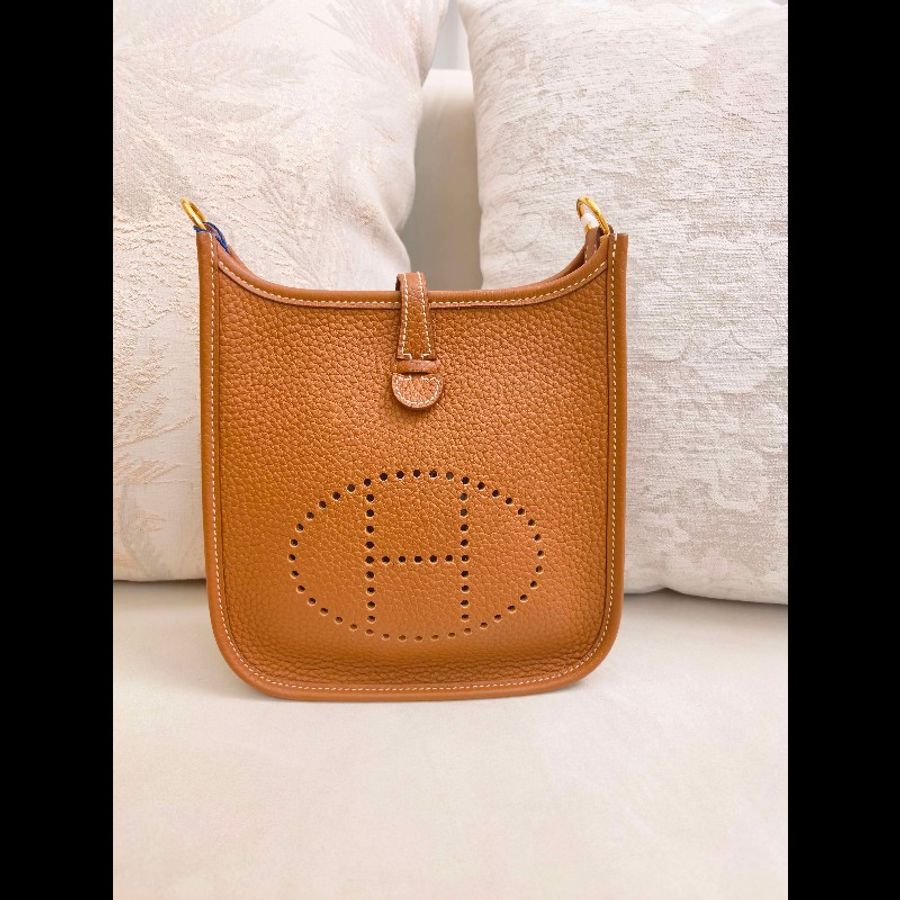 愛馬仕/Hermès 伊芙琳mini 金棕色金扣-1