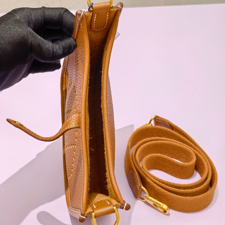 愛馬仕/Hermès 伊芙琳mini 金棕色金扣-6