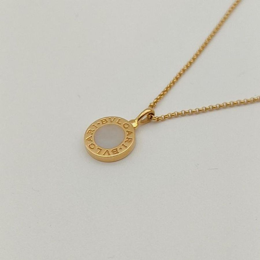 BVLGARI BVLGARI系列圓餅瑪瑙項鏈18K黃金/白貝母-2