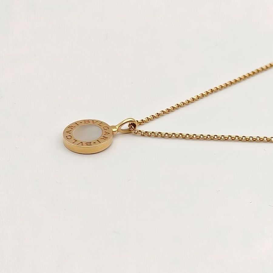 BVLGARI BVLGARI系列圓餅瑪瑙項鏈18K黃金/白貝母-3