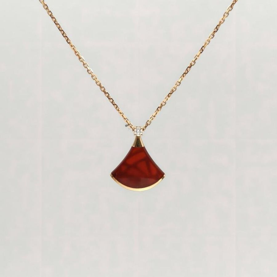 BVLGARI DIVASDREAM小扇子項鏈18K玫瑰金/鑽石/紅玉髓-1