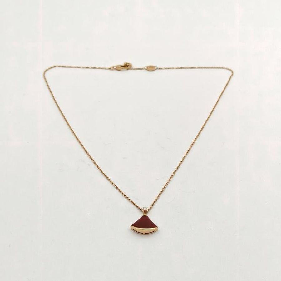 BVLGARI DIVASDREAM小扇子項鏈18K玫瑰金/鑽石/紅玉髓-5