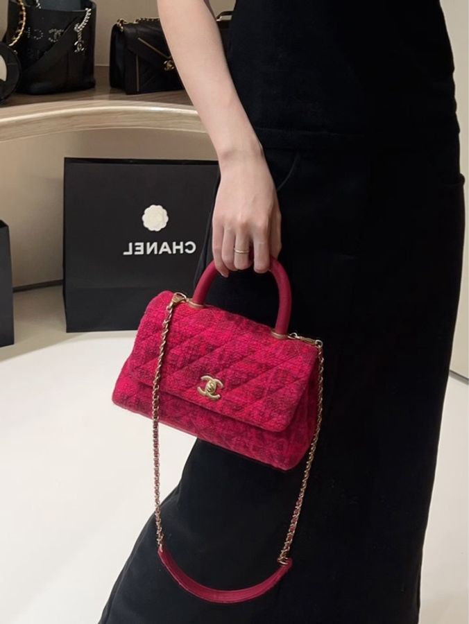 【威選精品】 ✨ CHANEL Coco Handle 樹莓紅毛呢|優雅與收藏價值兼具 ✨-1