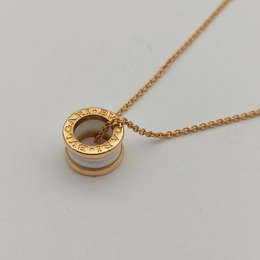 BVLGARI B.ZERO1彈簧項鏈三環扣18K玫瑰金/白陶瓷-2