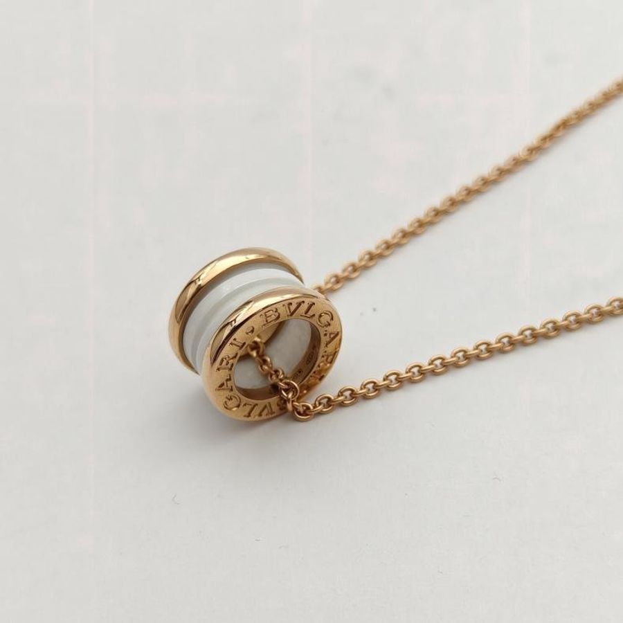 BVLGARI B.ZERO1彈簧項鏈三環扣18K玫瑰金/白陶瓷-3