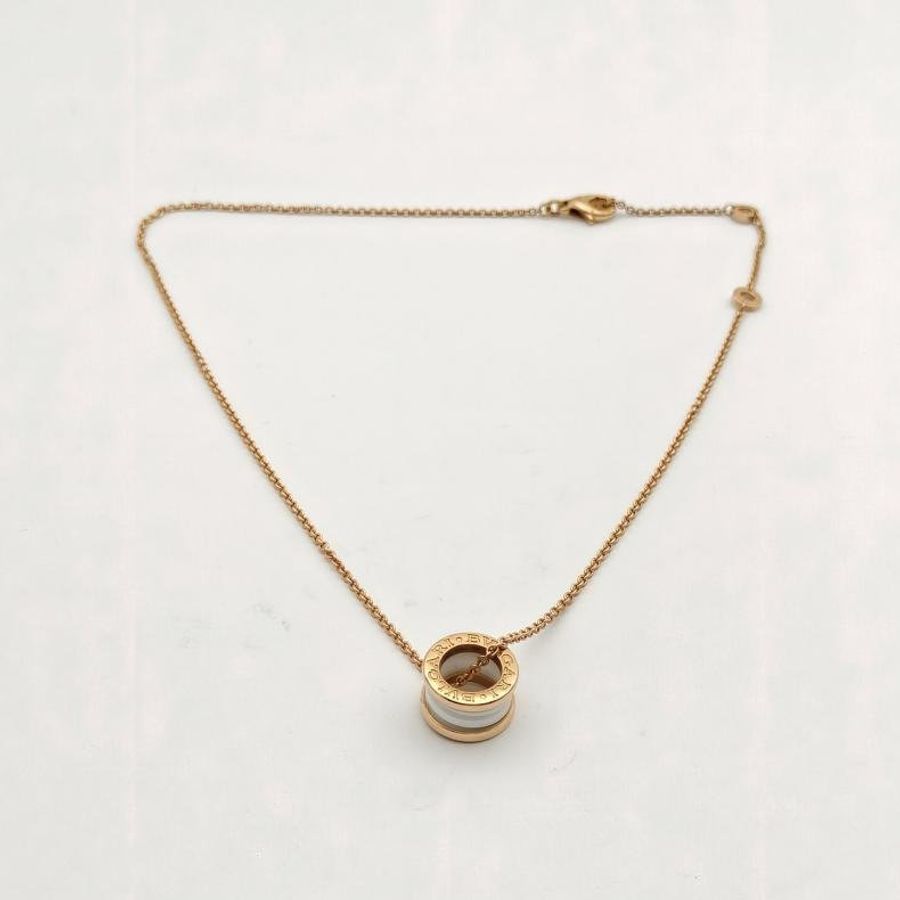 BVLGARI B.ZERO1彈簧項鏈三環扣18K玫瑰金/白陶瓷-5