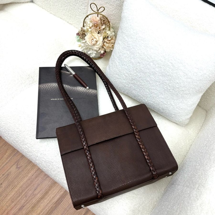 【赫蒂國際精品】Bally 棕色皮革編織復古手提袋 vintage-0