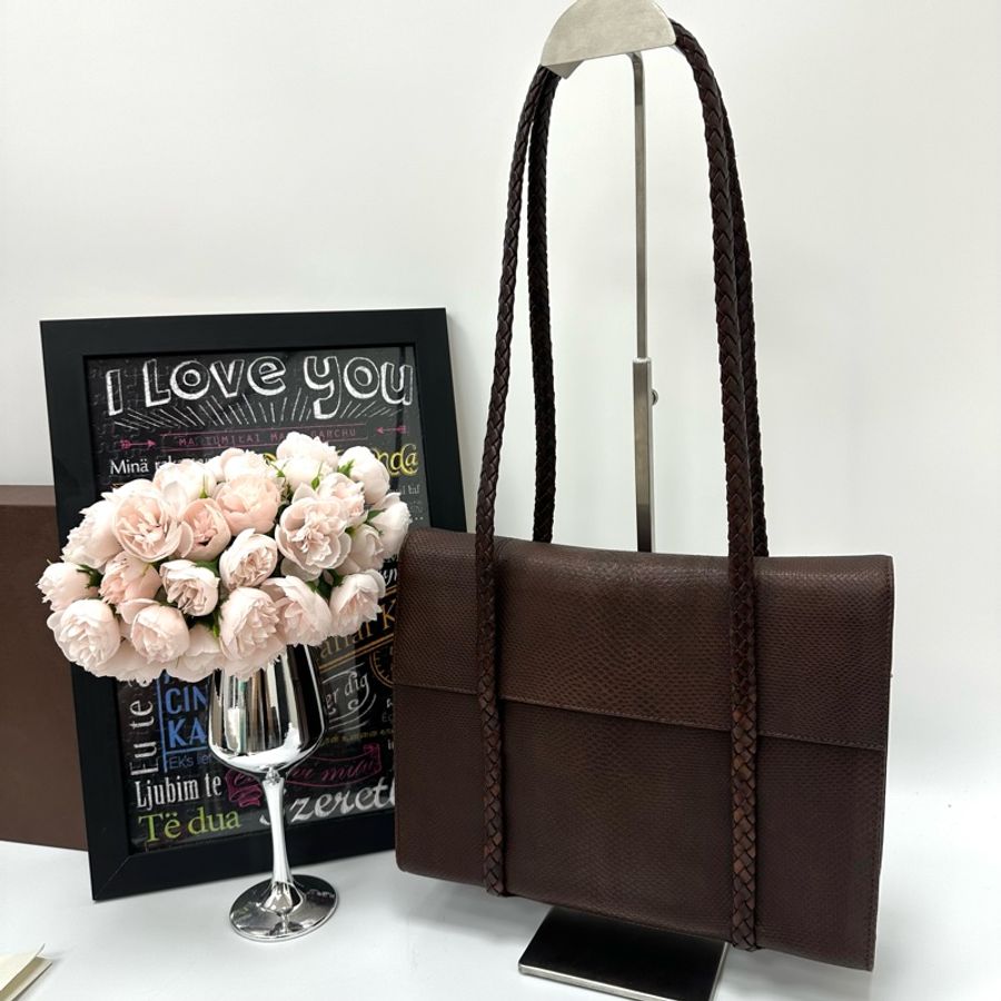 【赫蒂國際精品】Bally 棕色皮革編織復古手提袋 vintage-1