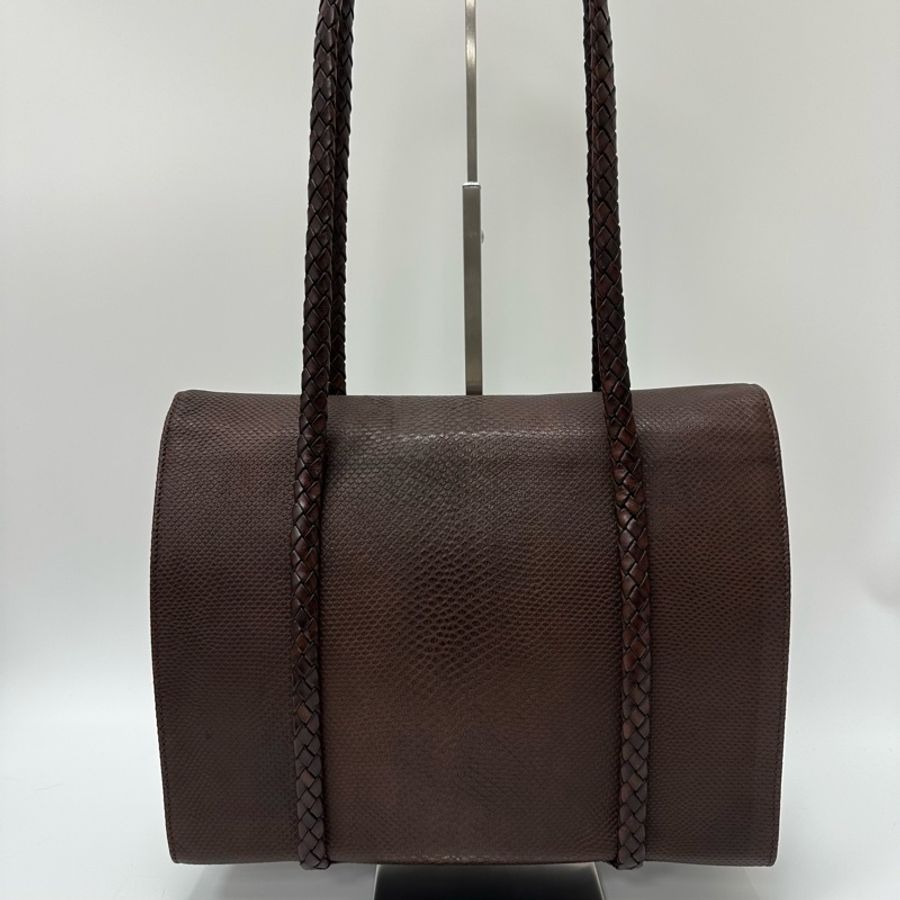 【赫蒂國際精品】Bally 棕色皮革編織復古手提袋 vintage-5