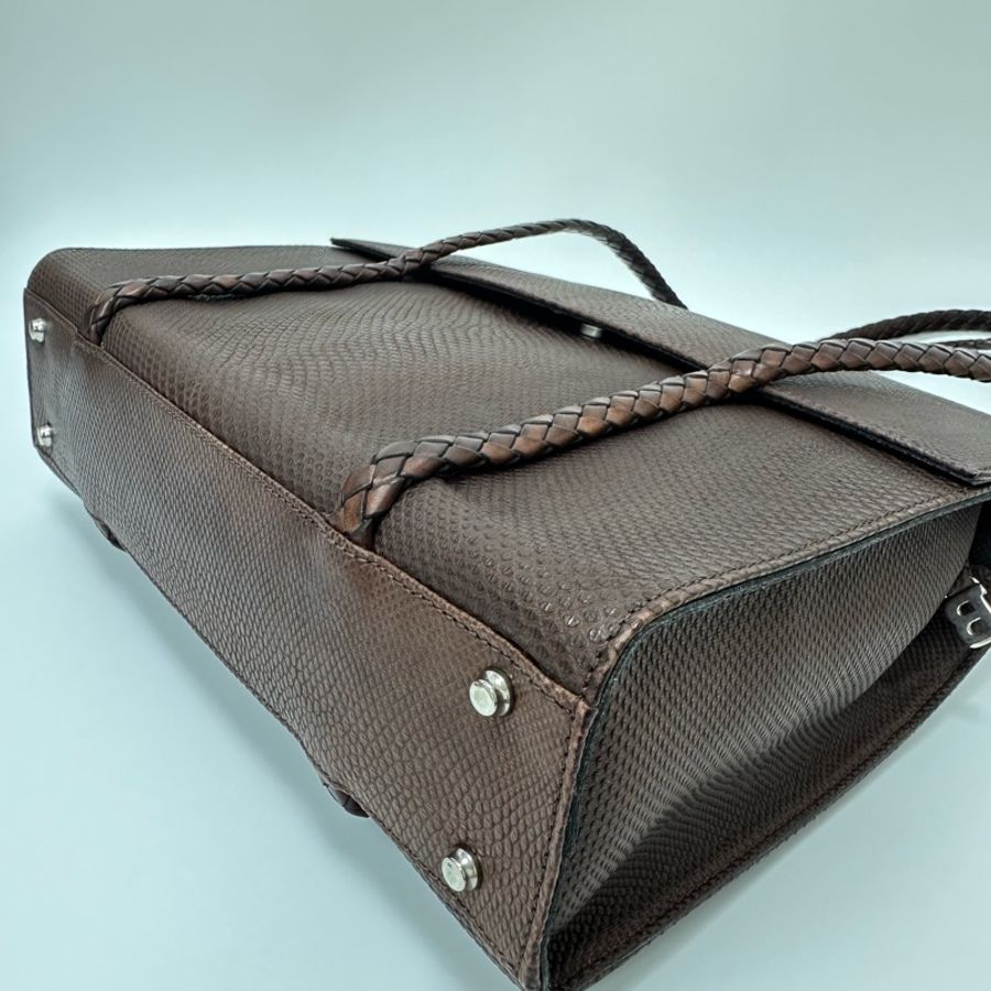 【赫蒂國際精品】Bally 棕色皮革編織復古手提袋 vintage-13