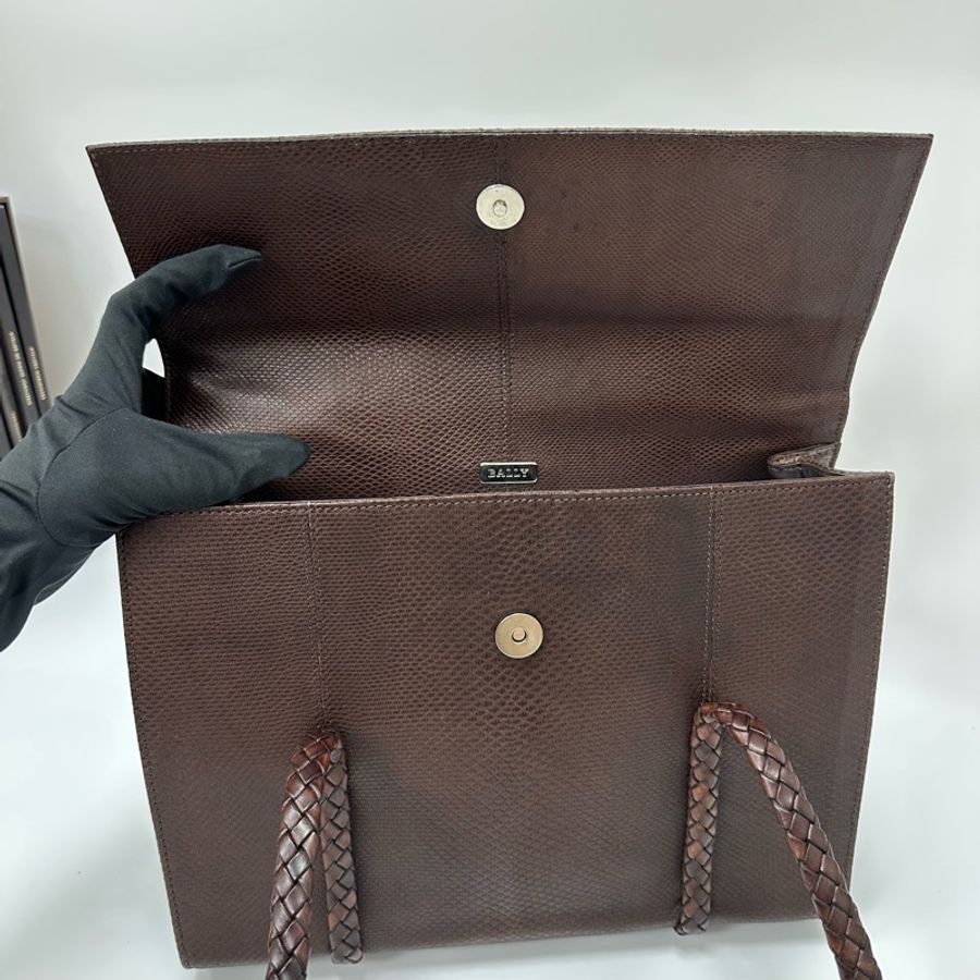 【赫蒂國際精品】Bally 棕色皮革編織復古手提袋 vintage-16