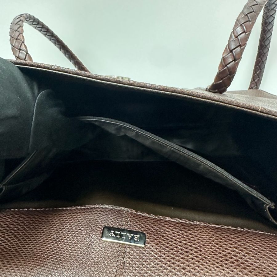 【赫蒂國際精品】Bally 棕色皮革編織復古手提袋 vintage-21