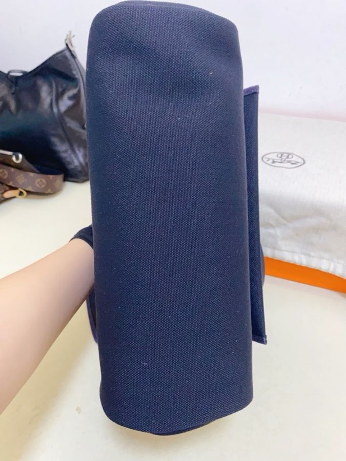 999新愛馬仕 HERMES Herbag 單肩包 S4 深邃藍 帆布拼牛皮 尺寸:31 銀扣K刻。-4