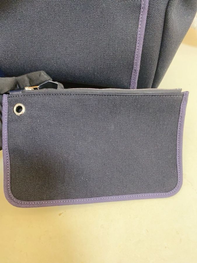 999新愛馬仕 HERMES Herbag 單肩包 S4 深邃藍 帆布拼牛皮 尺寸:31 銀扣K刻。-6