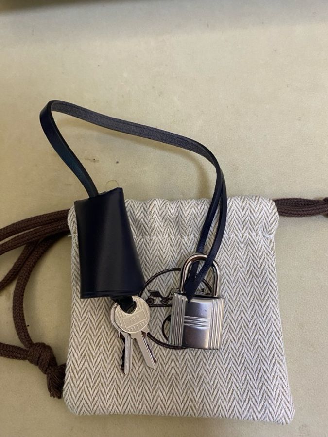 999新愛馬仕 HERMES Herbag 單肩包 S4 深邃藍 帆布拼牛皮 尺寸:31 銀扣K刻。-10