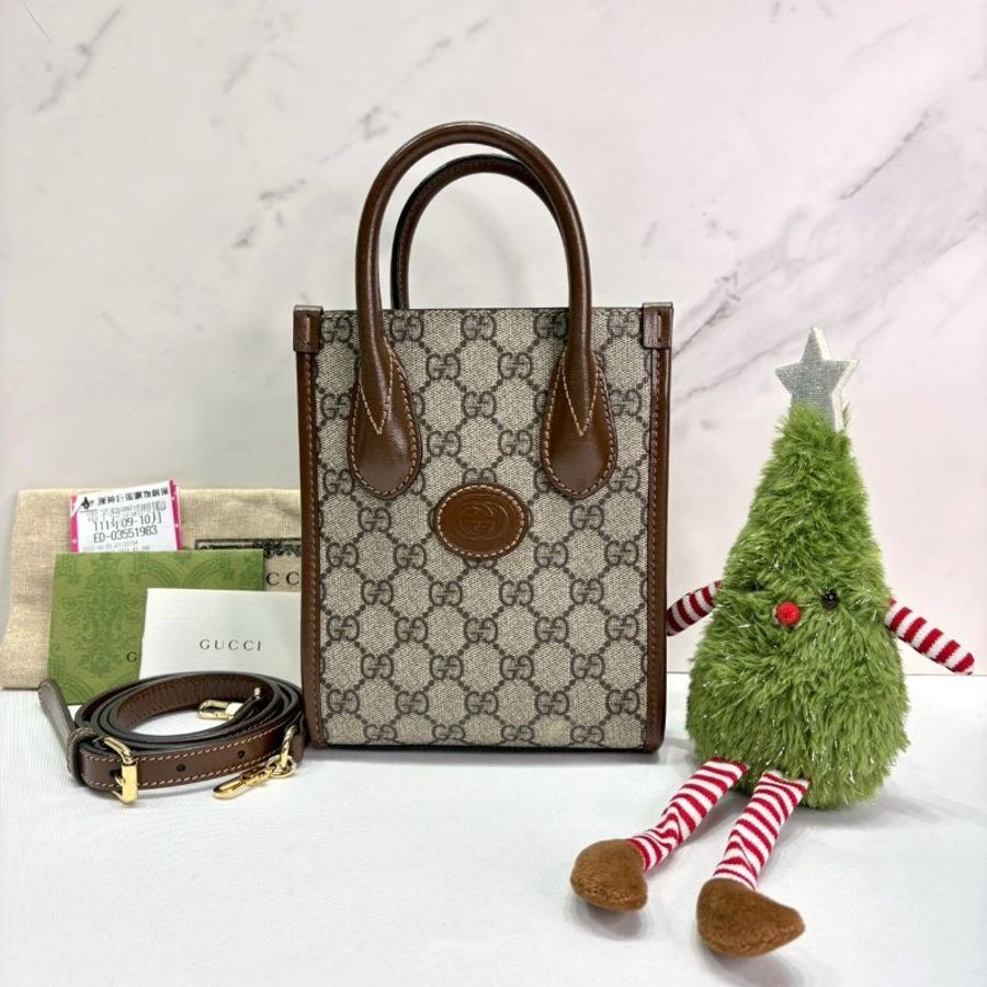 GUCCI Interlocking G帆布迷你手機包-0