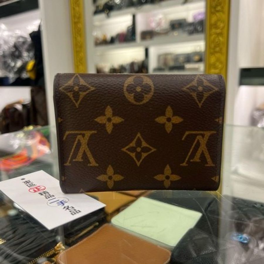 東區正精品㊣LV LOUIS VUITTON M41939 Rosalie 字紋紫紅色內裡金釦拉鍊卡片夾零錢包 RA1872-5