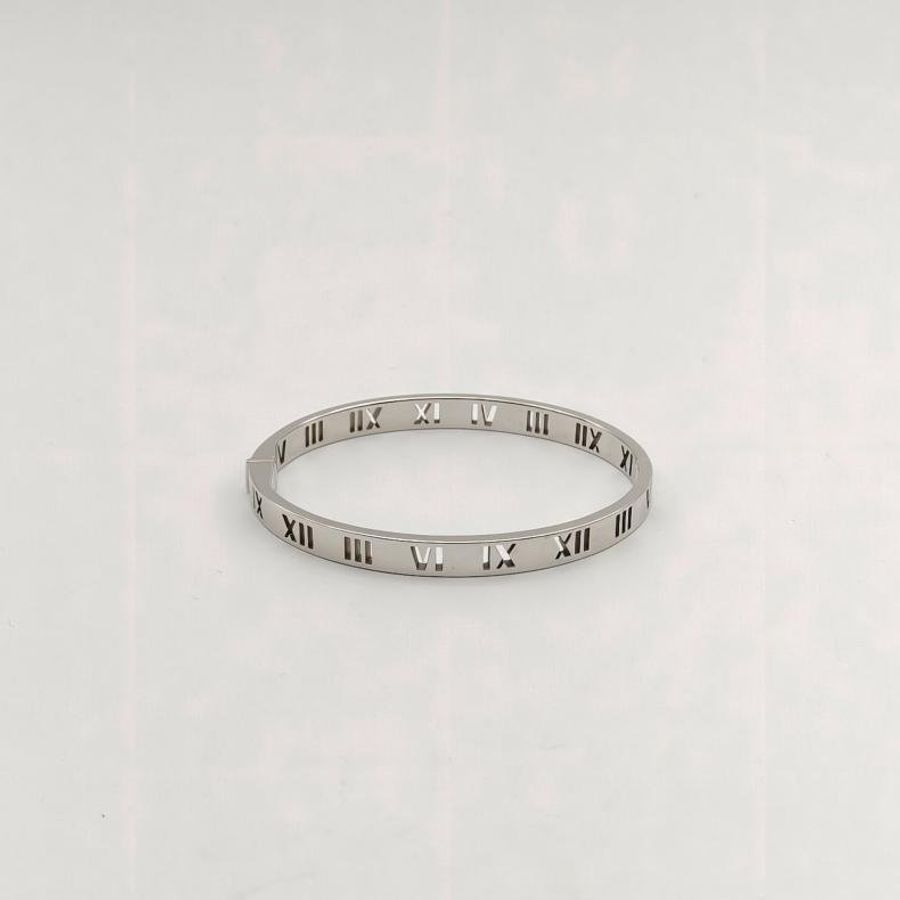 TIFFANY&CO 18K白金鑽石Altas系列羅馬數字鏤空手鐲-1