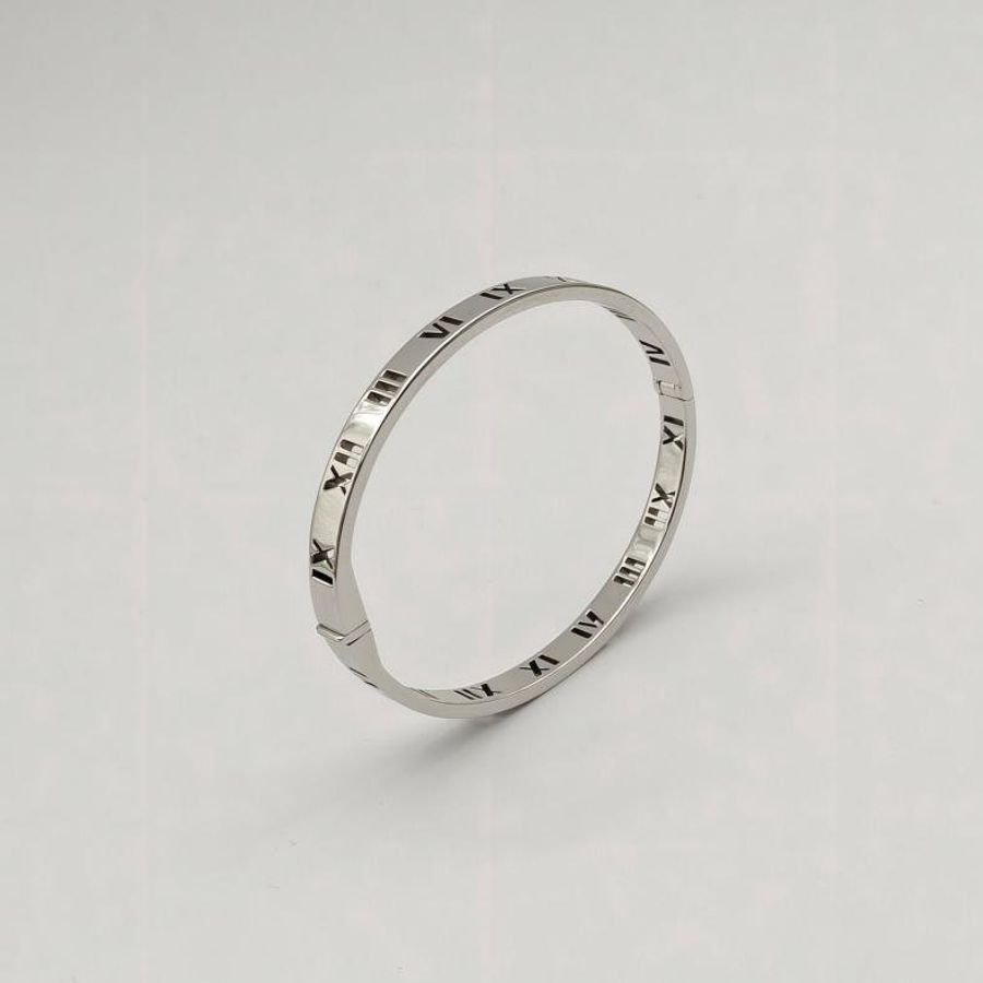TIFFANY&CO 18K白金鑽石Altas系列羅馬數字鏤空手鐲-4