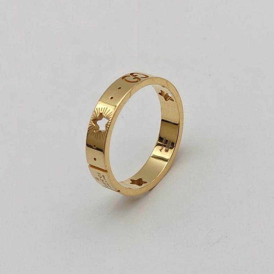 GUCCI 18K玫瑰金鏤空戒指-3