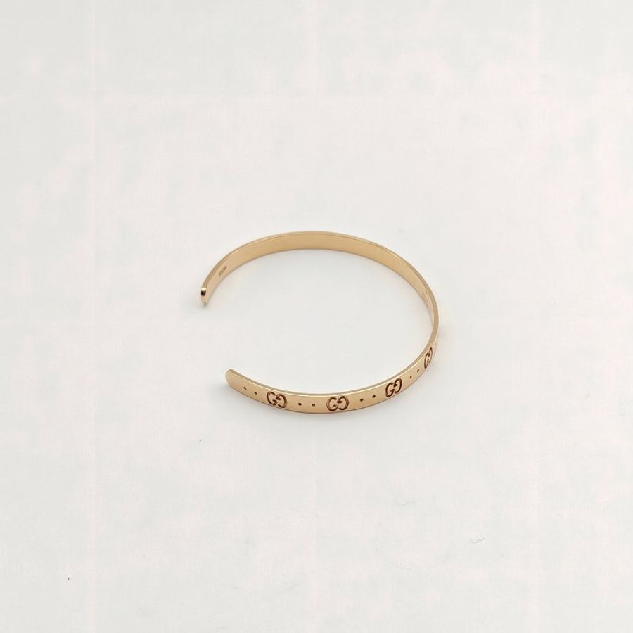 GUCCI 18K玫瑰金雙Glogo手鐲18k-1