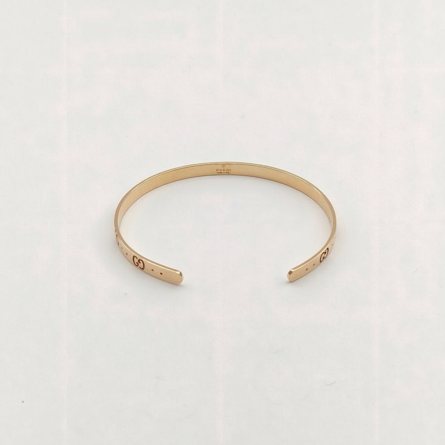 GUCCI 18K玫瑰金雙Glogo手鐲18k-2