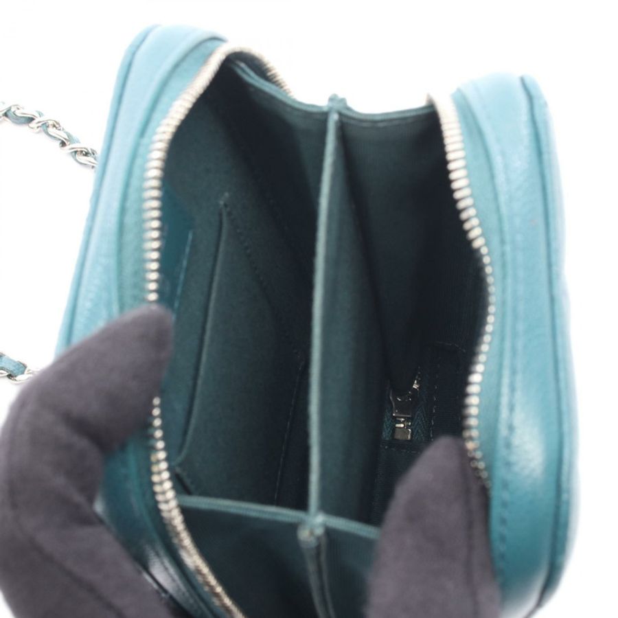 香奈兒 (CHANEL) Matelasse 手機鏈斜背包,皮革材質,綠色,SHW 二手-2
