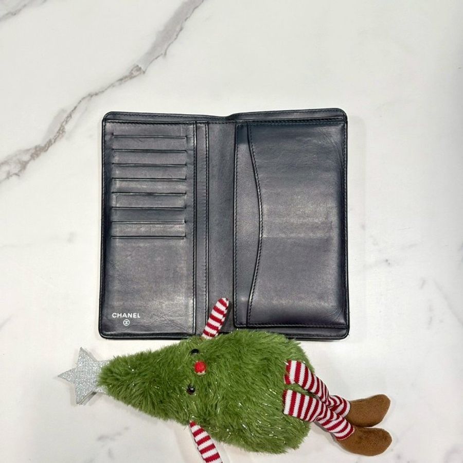 CHANEL 銀扣荔枝牛皮對折長夾-4