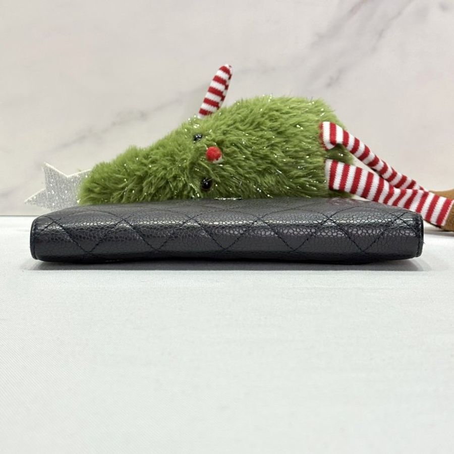CHANEL 銀扣荔枝牛皮對折長夾-7