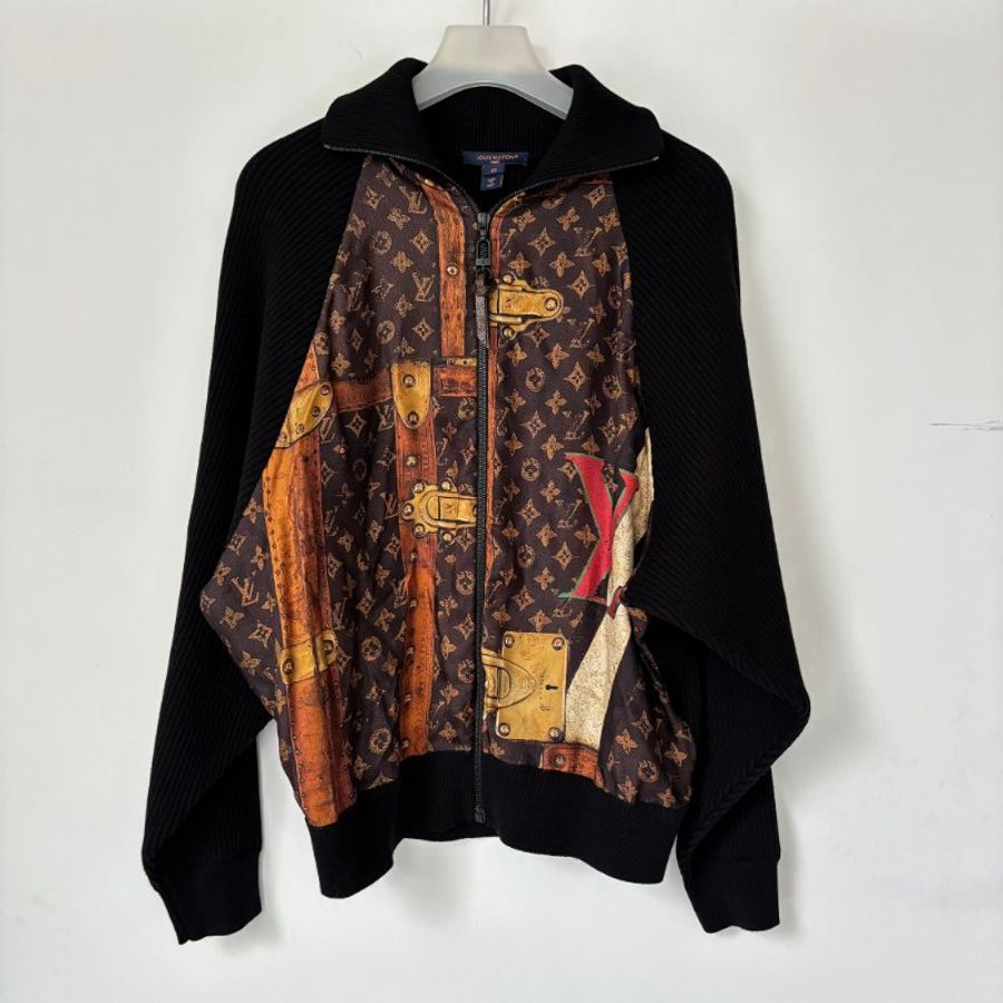 ::LOIUS VUITTON:: LV 經典Monogram 絲質拼接黑坑條 飛行員外套 SS24 Velvet feel Coat Women's Multicolor-2