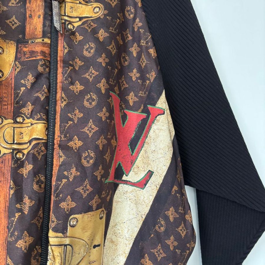::LOIUS VUITTON:: LV 經典Monogram 絲質拼接黑坑條 飛行員外套 SS24 Velvet feel Coat Women's Multicolor-8