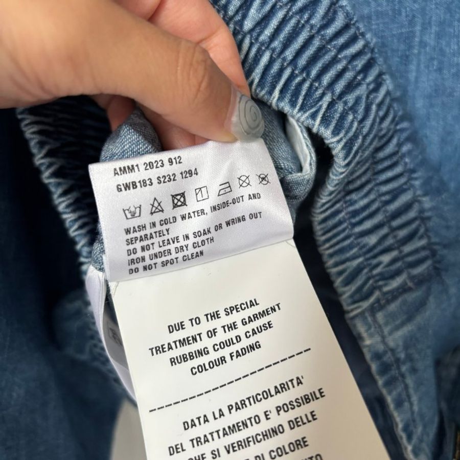 ::CELINE:: 深色單寧學生布束腰外套字母刺繡 拉鍊夾克 40號-19