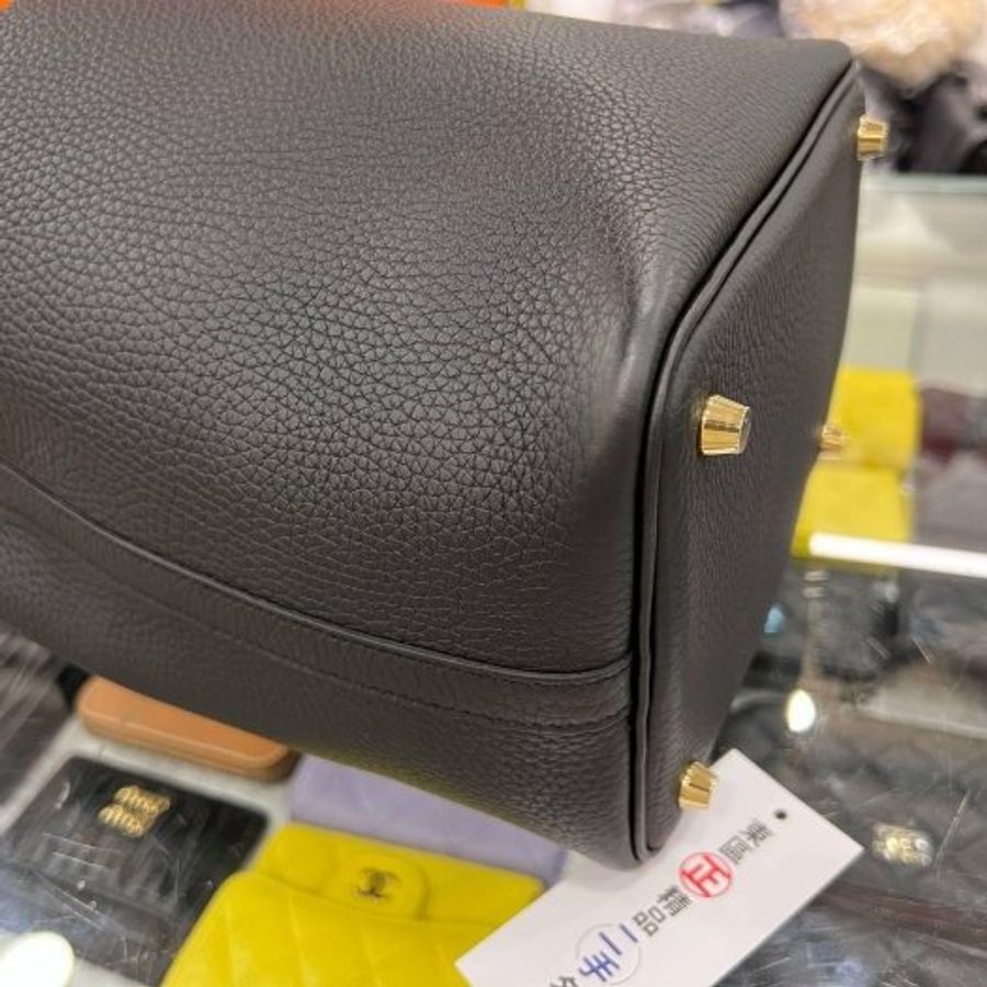 東區正精品㊣HERMES PICOTIN 18cm 愛馬仕黑色金釦水桶袋包鎖頭包手提包 Z刻 RZ6541-8