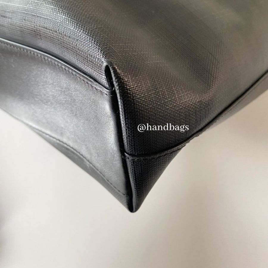 Burberry 灰黑 格紋 防水材質 拉鍊 手提 側背 兩用 公事包 8013986-3