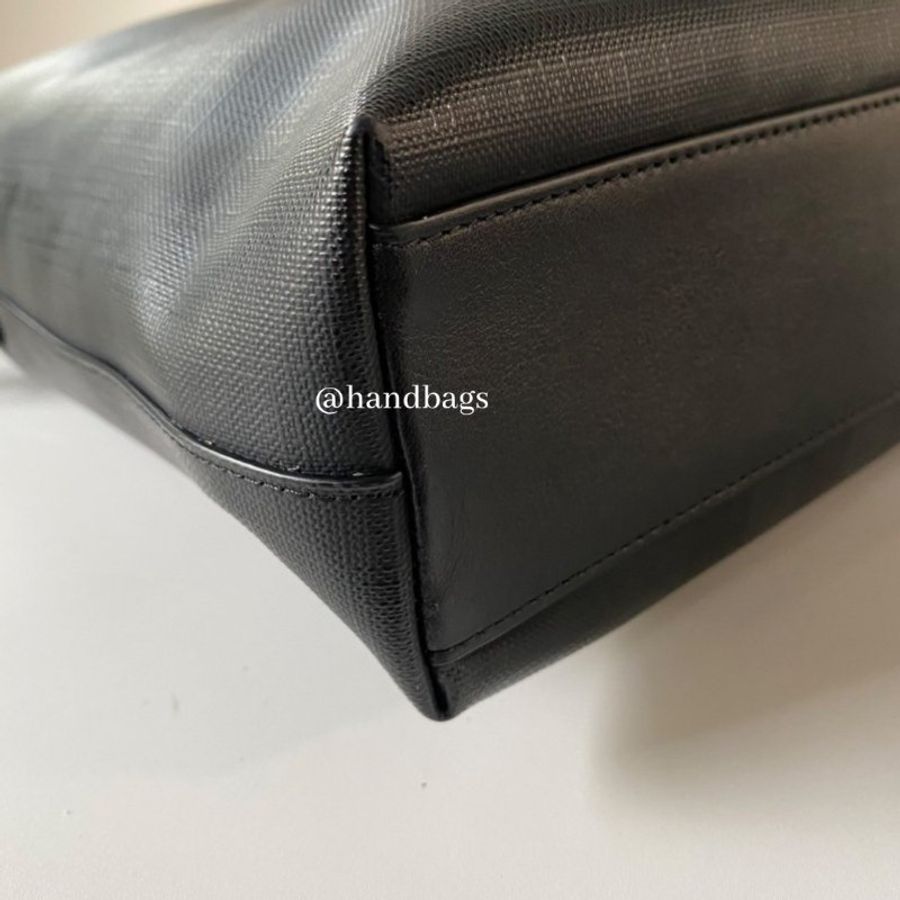 Burberry 灰黑 格紋 防水材質 拉鍊 手提 側背 兩用 公事包 8013986-4