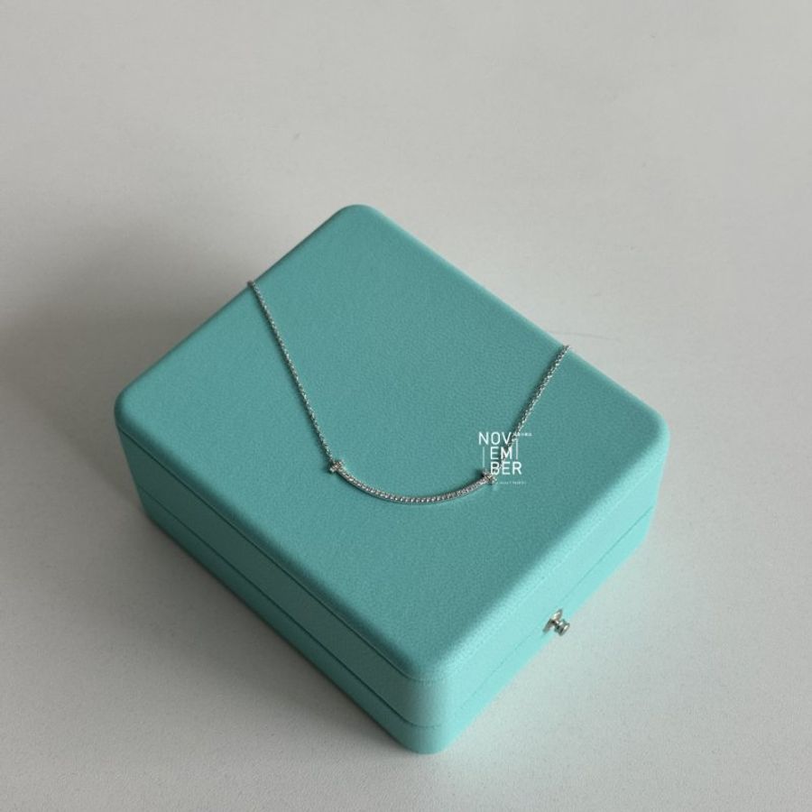 99新🆕 全配有購證🙌🏻 Tiffany & Co. T Smile 白金鑲鑽項鍊 小號-1