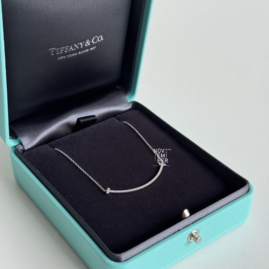 99新🆕 全配有購證🙌🏻 Tiffany & Co. T Smile 白金鑲鑽項鍊 小號-3