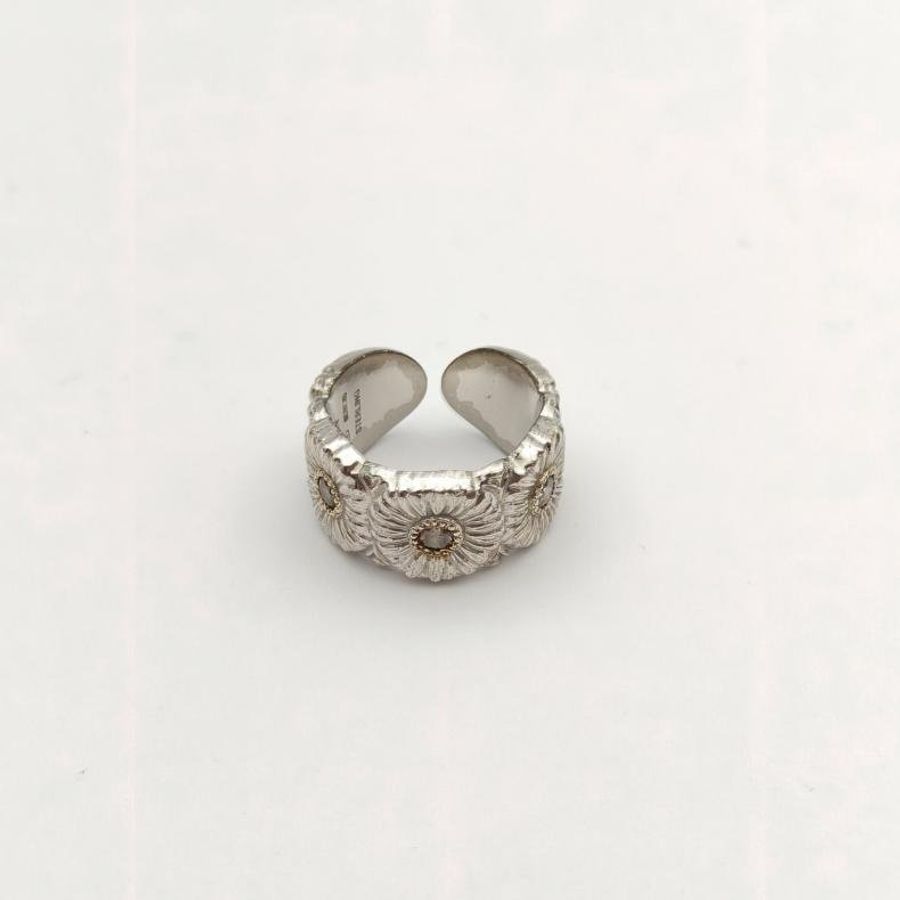 BUCCELLATI BlossomsEternelle小雛菊戒指AG925銀/鑽石50-1