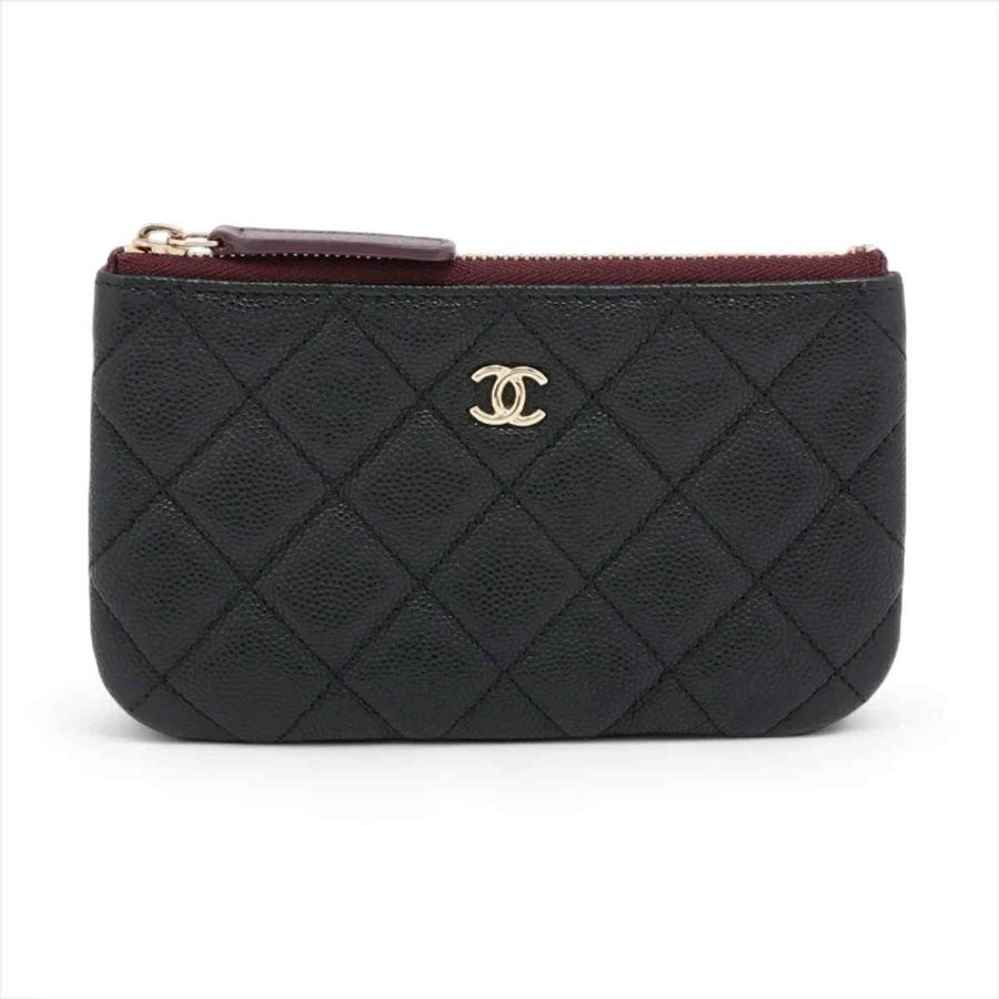 CHANEL 經典荔枝牛皮零錢包-0