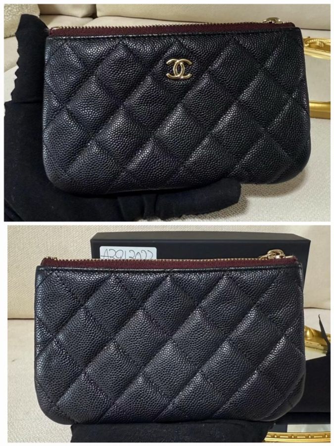 CHANEL 經典荔枝牛皮零錢包-1