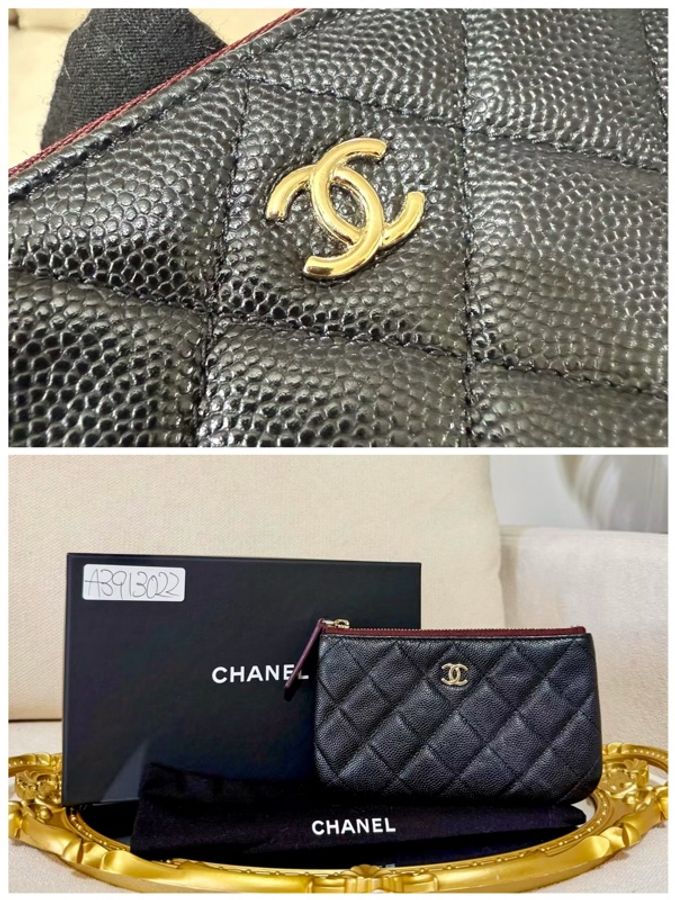 CHANEL 經典荔枝牛皮零錢包-5