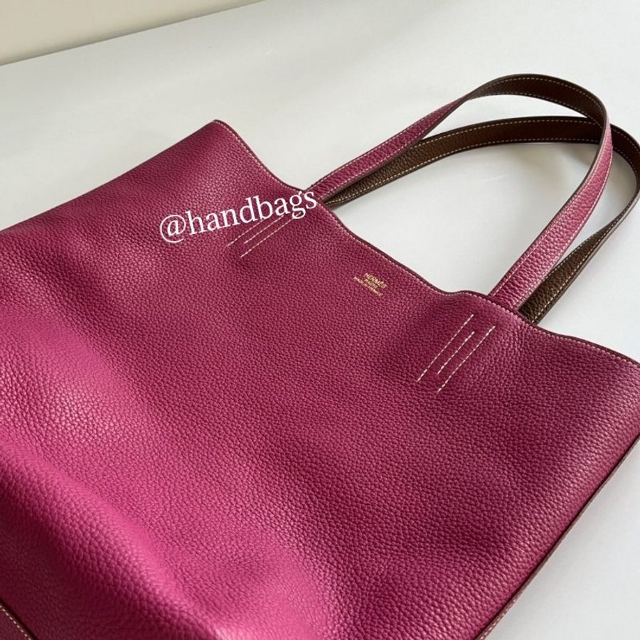 Hermes Double Sens 45 栗子色/ 托斯卡紫色 雙面 雙色 手提包 托特包-7