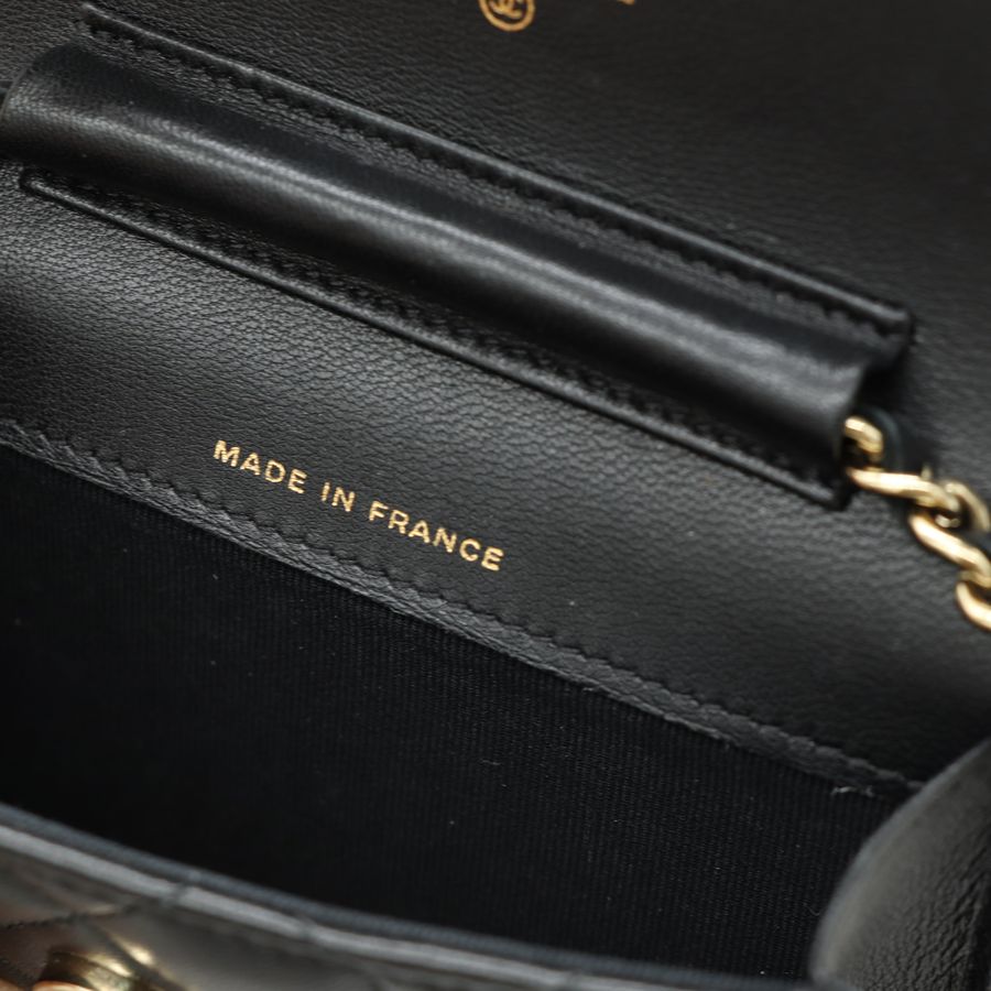 Chanel 香奈兒 經典雙C LOGO小羊皮蝴蝶結鍊帶斜背卡包 WOC-15