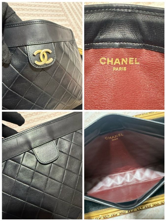 CHANEL Vintage 經典菱格羊皮手拿包-3