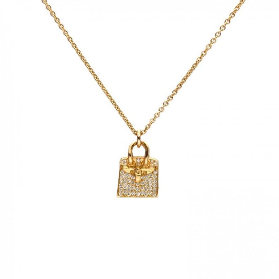 HERMES AmulettesBirkin項鏈滿鑽18K玫瑰金/鑽石-0